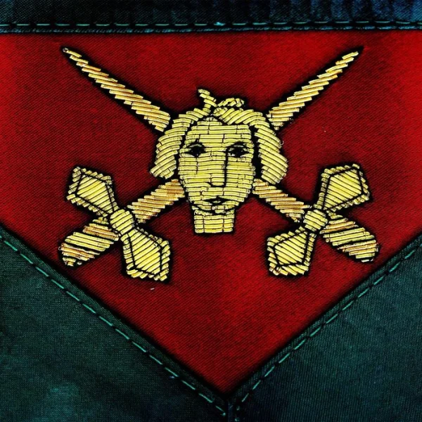 15th Degree Scottish Rite Apron - Red & Green with Gold Bullion Embroidery 1 15th Degree Scottish Rite Apron - Red & Green with Gold Bullion Embroidery