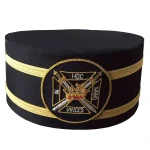 Knights Templar Commandery Crown Cap - Black with Gold Braid Hand Embroidery