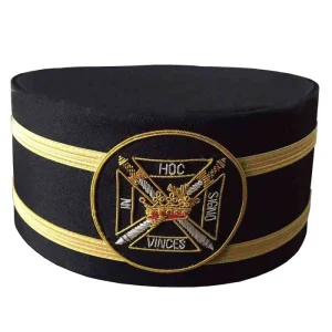 Knights Templar Commandery Crown Cap - Black Hand Embroidery