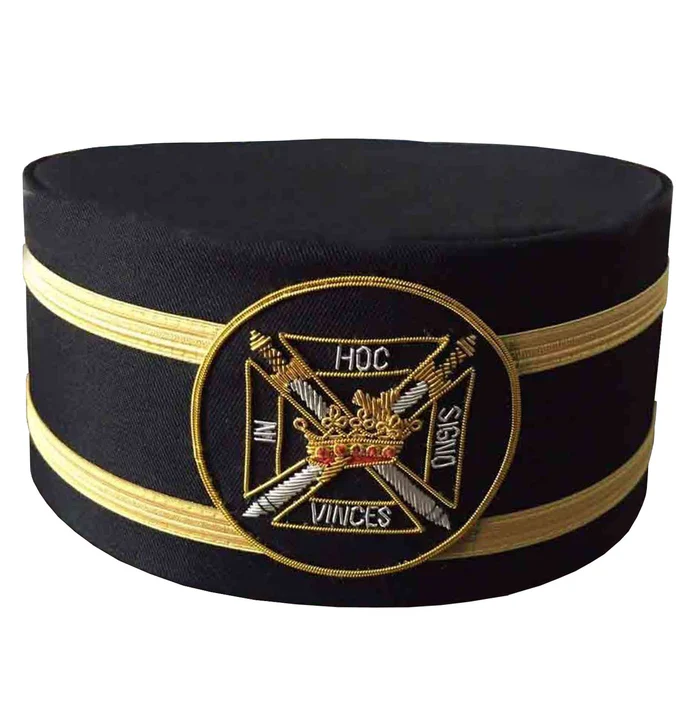 Knights Templar Commandery Crown Cap – Black Hand Embroidery