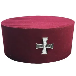 Knights Templar English Regulation Crown Cap - Maroon Velvet with Cross