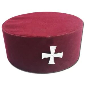 Knights Templar English Regulation Crown Cap - Maroon Velvet with Cross