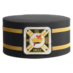 Knights Templar Commandery Crown Cap - Black with Two Gold Braids