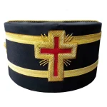 Past Commander Knights Templar Crown Cap - Black Rayon with Red Cross