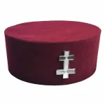 Preceptor Knights Templar Crown Cap - Maroon Velvet Silver Badge