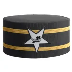 Knights Templar Commandery Crown Cap - Black Rayon Double Gold Braid
