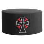 Past Commander Knights Templar Commandery Crown Cap - Black Rayon with Cross