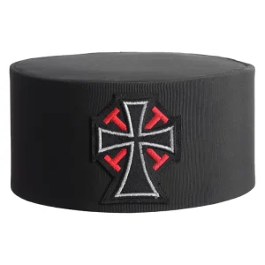 Past Commander Knights Templar Commandery Crown Cap - Black Rayon with Cross