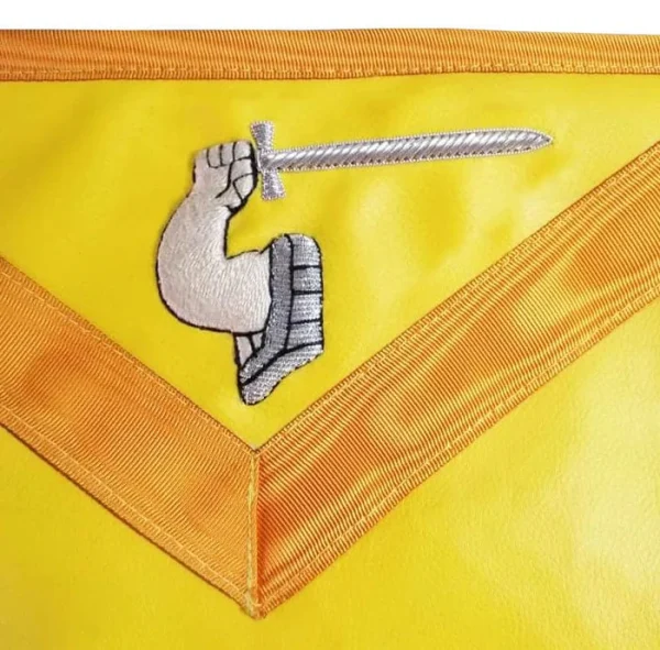 21st Degree Scottish Rite Apron - All Yellow with Gold Moire 1 21st Degree Scottish Rite Apron - All Yellow with Gold Moire