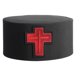 Sir Knight Knights Templar Commandery Crown Cap - Black Rayon with Red Cross