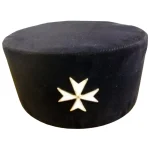 Order of Malta Commandery Crown Cap - Black Velvet Silver Cross Badge