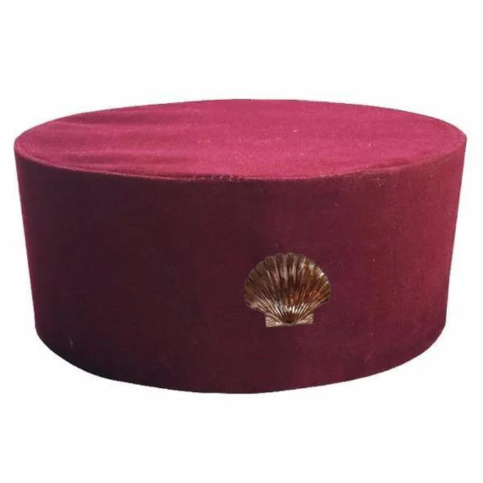 St. Thomas of Acon Crown Cap – Maroon Velvet with Shell