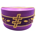 33rd Degree Scottish Rite Crown Cap - Purple Silk Hand Embroidered Bullion