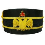 32nd Degree Scottish Rite Crown Cap with Hand Embroidered Double Eagle Wings Down in Gold