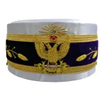 33rd Degree Scottish Rite Crown Cap - White Gold Bullion Hand Embroidery