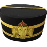 32nd Degree Scottish Rite Crown Cap Black - Wings Down Gold Black Braid