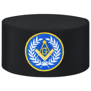 Master Mason Blue Lodge Crown Cap - Black with Blue Emblem & Wreath