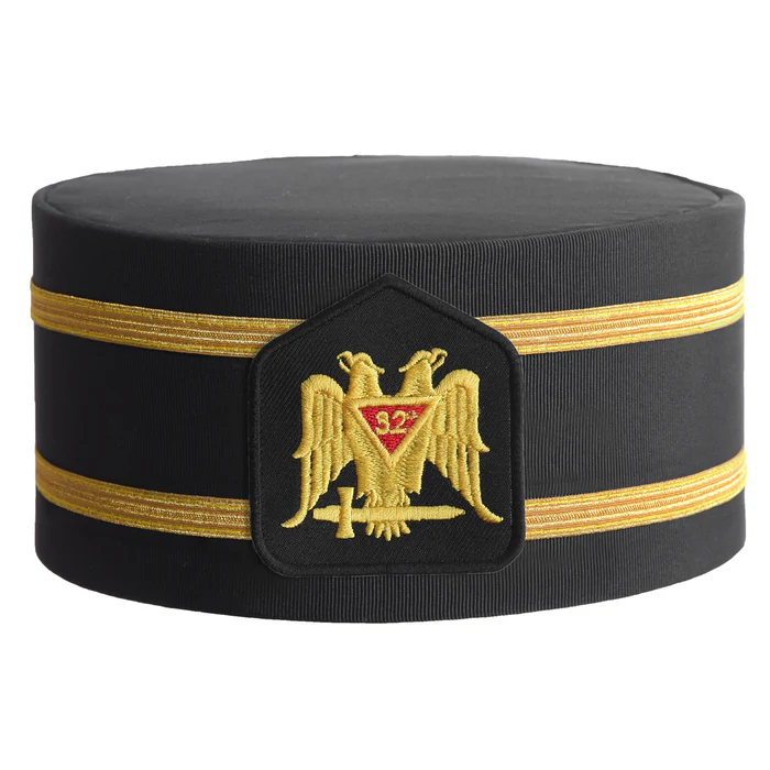 32nd Degree Scottish Rite Crown Cap – Black Rayon with Double Braid