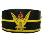 32nd Degree Scottish Rite Crown Cap - Hand Embroidered Double-Headed Eagle Wings Up