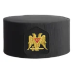 32nd Degree Scottish Rite Crown Cap in Black Rayon with Gold Double Eagle Emblem