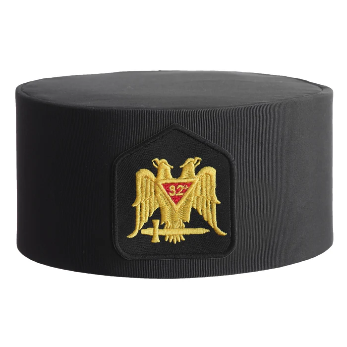 32nd Degree Scottish Rite Crown Cap – Black Rayon with Gold Double Eagle