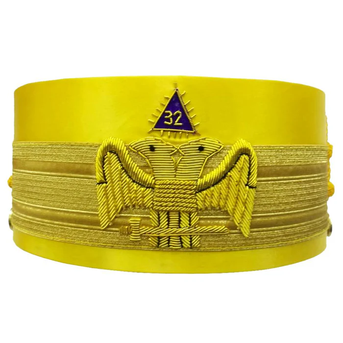 32nd Degree Scottish Rite Crown Cap – Yellow Bullion Hand Embroidery