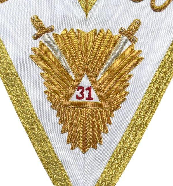 31st Degree Scottish Rite Collar - White Moire 1 31st Degree Scottish Rite Collar - White Moire