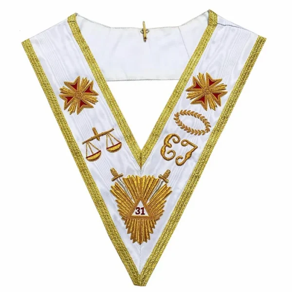 31st Degree Scottish Rite Collar - White Moire 31st Degree Scottish Rite Collar - White Moire
