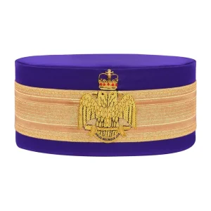 Scottish Rite Crown Cap - Wings Down Purple Silk with Gold Braid