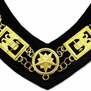 32nd Degree Scottish Rite Chain Collar - Wings Down Gold Plated on Black Velvet