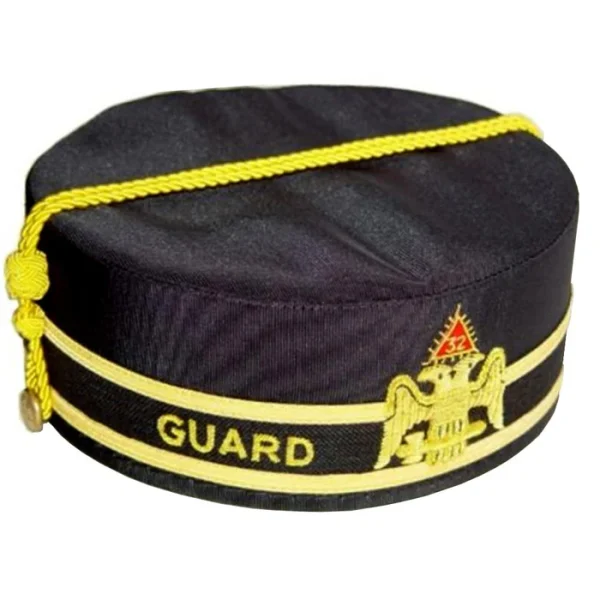 32nd Degree Scottish Rite Crown Cap - Black Hand Embroidery with Gold Cap Cord 32nd Degree Scottish Rite Crown Cap - Black Hand Embroidery with Gold Cap Cord