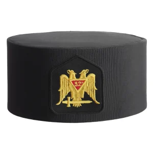 32nd Degree Scottish Rite Crown Cap - Black Rayon with Gold Double Eagle