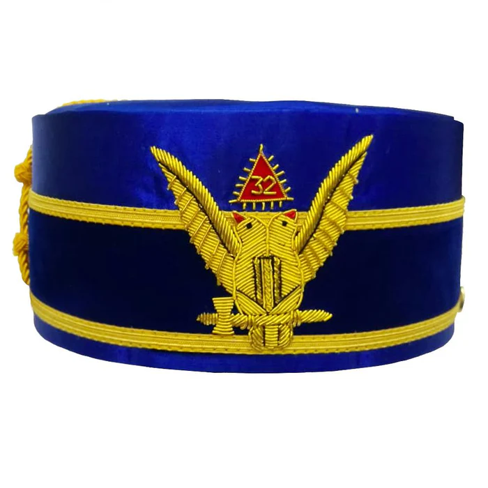 32nd Degree Scottish Rite Crown Cap – Wings Up Blue Hand Embroidery