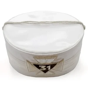 31st Degree Scottish Rite Crown Cap - White with Silver Cap Cord