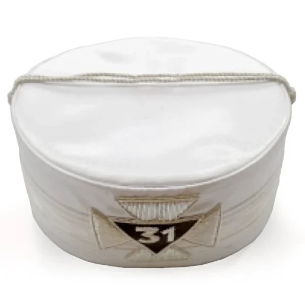 31st Degree Scottish Rite Crown Cap - White with Silver Cap Cord