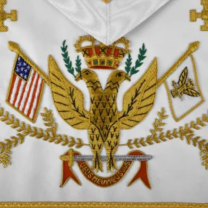 33rd Degree Scottish Rite Apron - Hand Embroidery Wings Up All Countries Flags