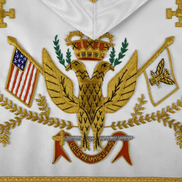 33rd Degree Scottish Rite Apron - Hand Embroidery Wings Up All Countries Flags