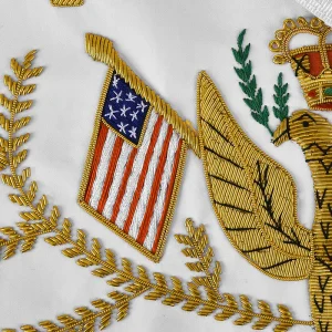 33rd Degree Scottish Rite Apron - Hand Embroidery Wings Up All Countries Flags