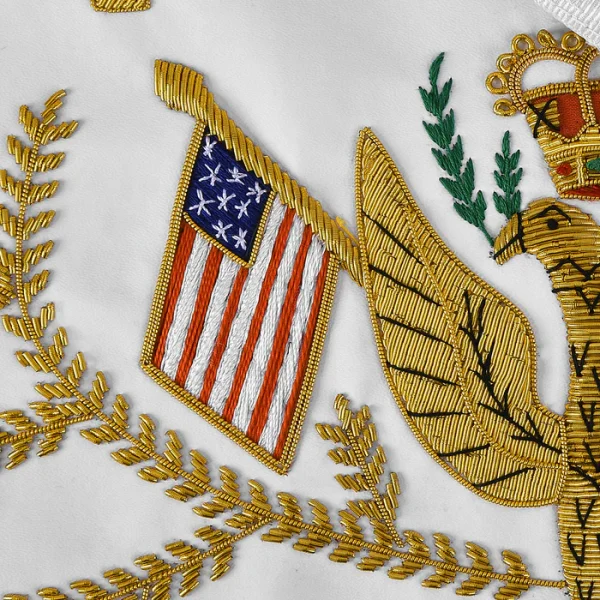 33rd Degree Scottish Rite Apron - Hand Embroidery Wings Up All Countries Flags