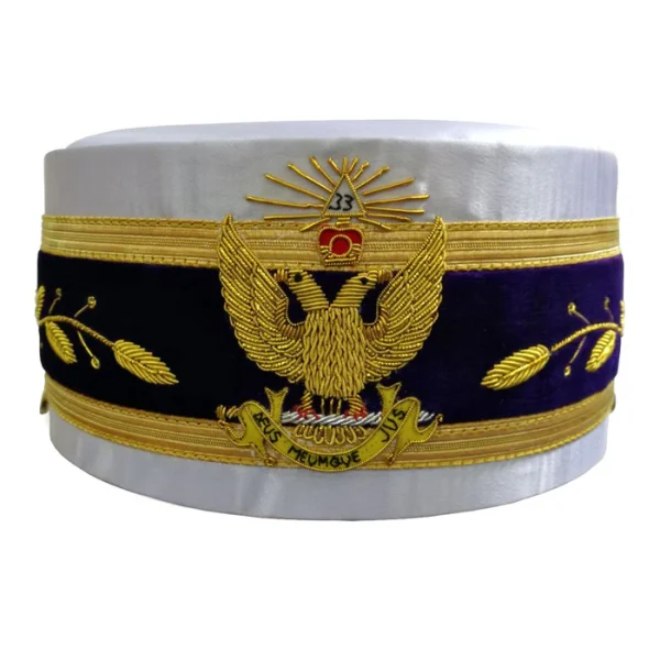 33rd Degree Scottish Rite Crown Cap - White Hand Embroidery 33rd Degree Scottish Rite Crown Cap - White Hand Embroidery