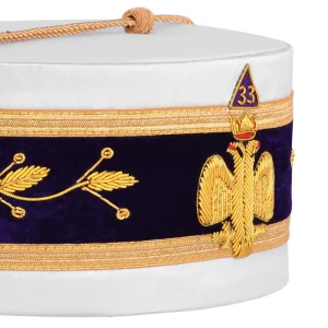 33rd Degree Scottish Rite Crown Cap - Wings Down Hand Embroidery with Gold Bullion