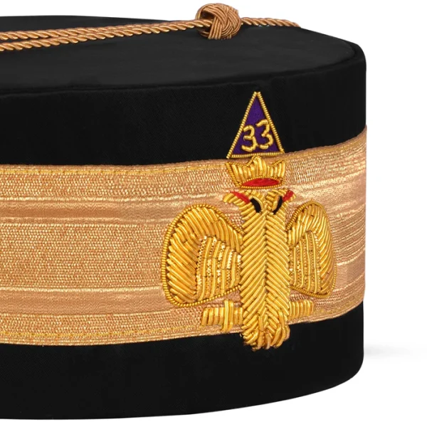 33rd Degree Scottish Rite Crown Cap - Wings Down with Gold Bullion Emblem