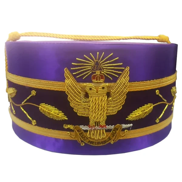 33rd Degree Scottish Rite Crown Cap - Wings Up Purple Handmade Embroidery 33rd Degree Scottish Rite Crown Cap - Wings Up Purple Handmade Embroidery