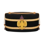 32nd Degree Scottish Rite Cap - Black Cordura Gold Bullion Wings Down Eagle