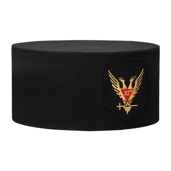 32nd Degree Scottish Rite Crown Cap - Black Rayon with Wings Up Red & Gold