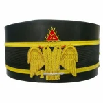 Scottish Rite 32nd Degree Crown Cap - Black Gold Braid Double Eagle