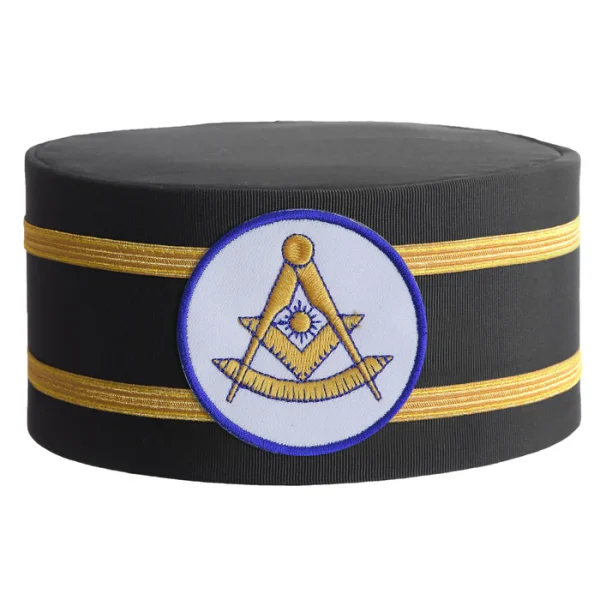 Past Master Blue Lodge California Regulation Crown Cap - White Patch with Double Braid