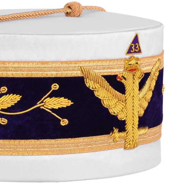 33rd Degree Scottish Rite Crown Cap - Wings Up Hand Embroidery with Gold Bullion