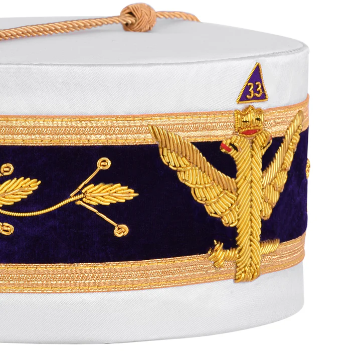 33rd Degree Scottish Rite Crown Cap – Wings Up Hand Embroidery with Gold Bullion