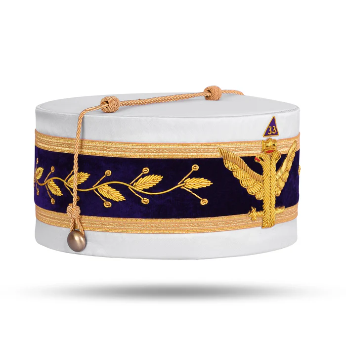 33rd Degree Scottish Rite Crown Cap – Wings Up Hand Embroidery with Gold Bullion